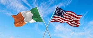 flags of USA and Ireland