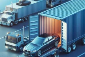 car in shipping container