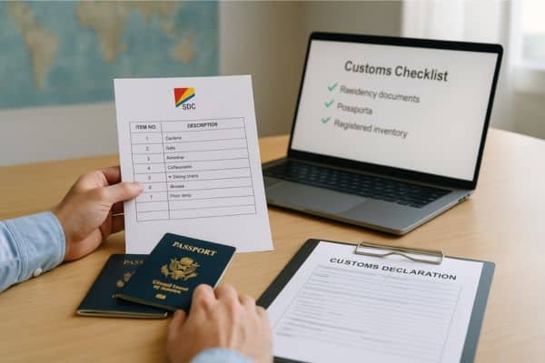 Customs checklists and documentation for international household goods shipments.