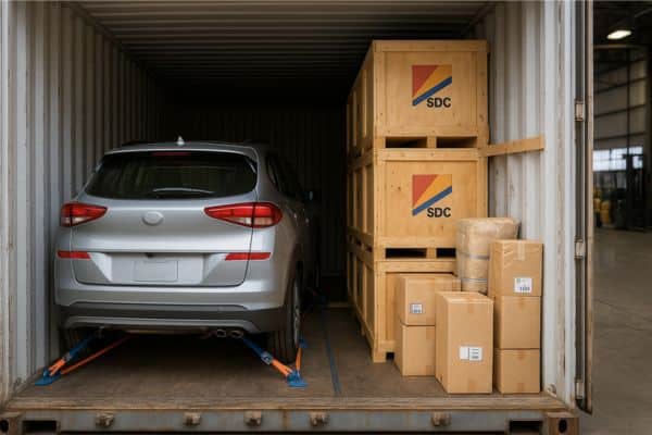 vehicle in container